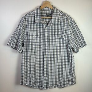 Roots 73 Men’s Blue Grey White Plaid Button Up Shirt, Size XL Cotton, Casual